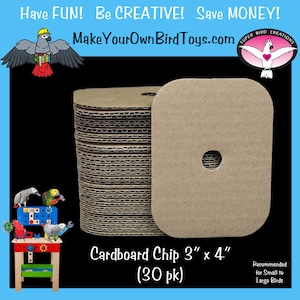 30pk Cardboard Chips (3&quot; x 4&quot;) - Bird Toy Parts/Rabbit Toys/Homemade Bird Toys/DIY Bird Toys/Make Your Own Bird Toys/Pet Safe/Rat Toys