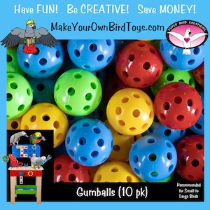 1-1/8&quot; Gumballs (10) - Bird Toy Parts/Sugar Glider Toys/Homemade Bird Toys/DIY Bird Toys/Make Your Own Bird Toys/Bird Safe