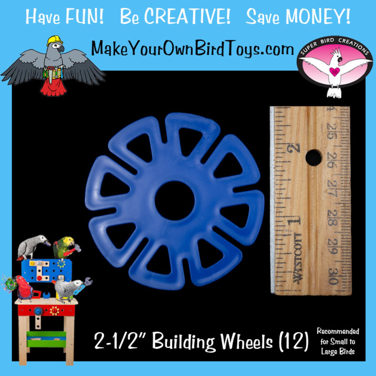 2.5" Bird Toy Wheels – Colorful Bird-safe Plastic (12 Pc) - Etsy