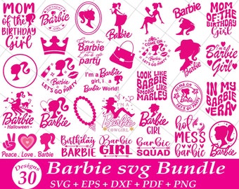 Barb Doll head SVG Silhouette 2024 Girl Svg Sticker Clipart png Dxf pink doll Svg Doll Design Bundle Princess Silhouette Embroidery Design