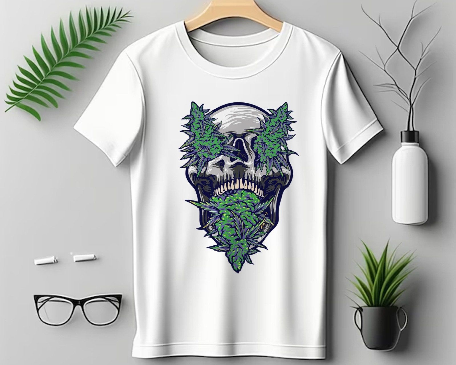 Stoner Skull Marijuana Leaf Silhouette Skull Svg Marijuana Leaf Svg ...