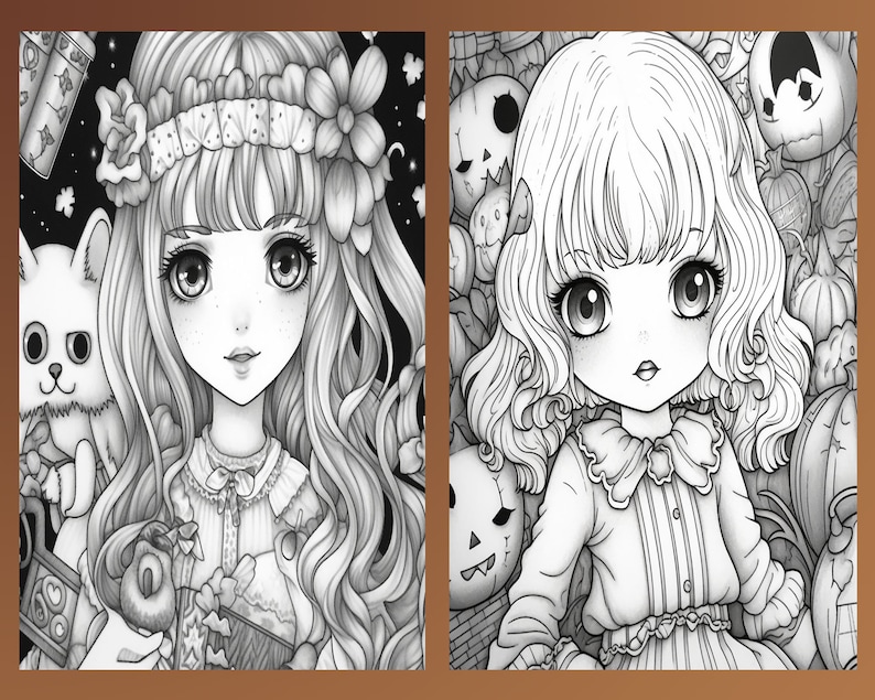 Spooky Girl Coloring Pages for Adults, Halloween Coloring Sheets