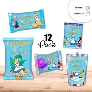 Alice in Wonderland Party Snacks Favor for Birthday  Bundle Labels or Finished Snacks
