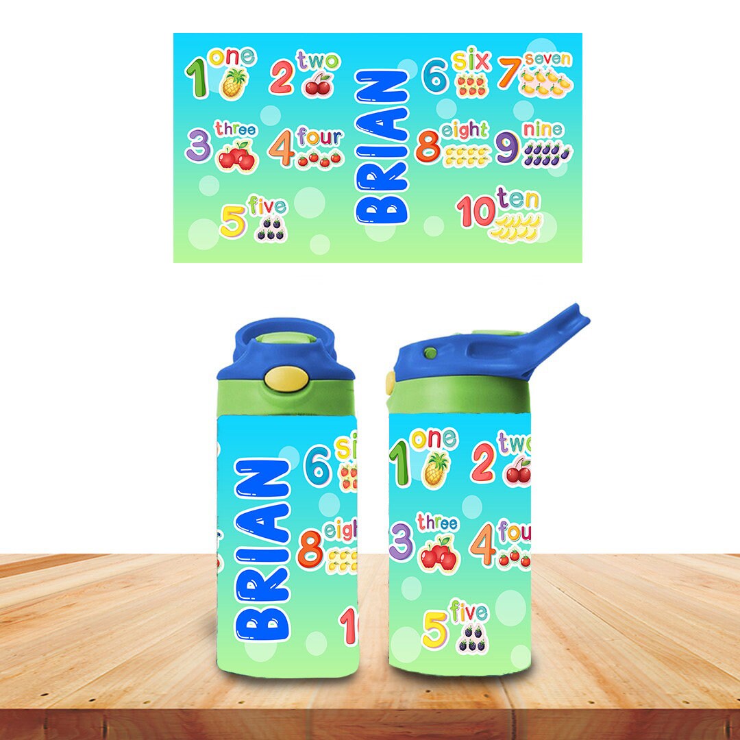 Custom Kids Water Bottle Personalized Toddler Insulated Tumbler 12oz ...
