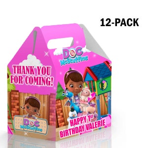 Doc McStuffins Candy Gable Box for Birthday Party Favors 12 Pack - 4.4x4.5in