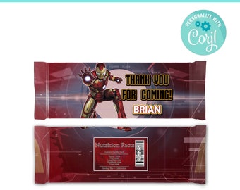 Iron Man Candy Bar Labels | Self-Editing | Instant Download