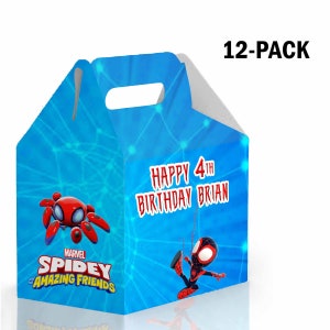 Spidey Candy Gable Box for Birthday Party Favors 12 Pack - 4.4x4.5in
