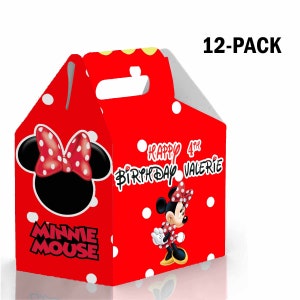 Minnie Mouse Red Candy Gable Box for Birthday Party Favors 12 Pack - 4.4x4.5in