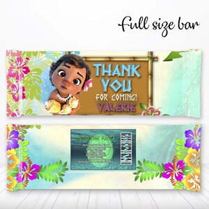 May include: A colorful thank you favor bag featuring a cartoon character with brown skin and dark hair. The bag has a brown wooden background with the text "Thank You for Coming! Valerie".