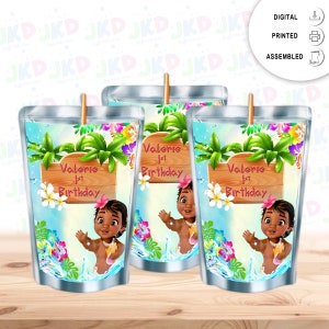 Baby Moana Juice Pouch Label Sticker für Kindergeburtstag Party Favor Decor - Digitale und physische Optionen