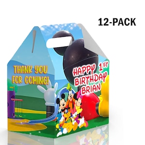 Boîte bonbon à pignon Mickey Mouse Club House pour cadeaux d'anniversaire, lot de 12 - 4,4 x 4,5 pouces