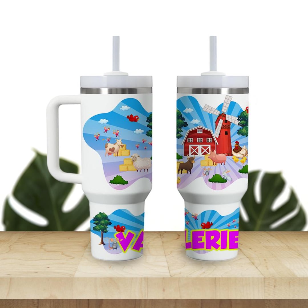 Custom Kids Tumbler 40oz Personalized Name Insulated Bottle Water Pink ...