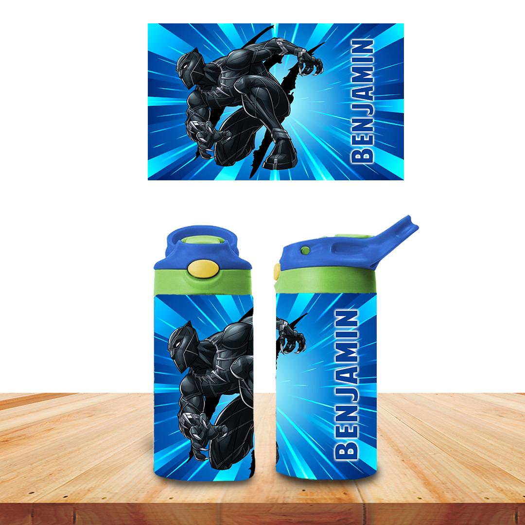 Custom Kids Water Bottle Personalized Toddler Insulated Tumbler 12oz Black Panther Avengers Superhero