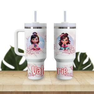 Custom Kids Tumbler 40oz Personalized  Name Insulated Bottle Water Princesses Baby Mulan