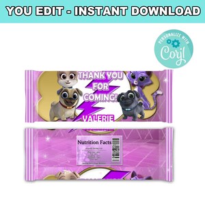 Puppy Dog Pals Candy Bar Labels | Self-Editing | Instant Download
