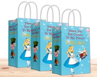 Alice in Wonderland Bags with Handles for Kids Gift Favor Birthday Party - 12pack