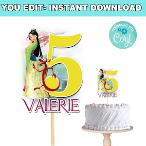 Mulan Cake Topper | Self-Editing | Instant Download