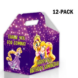 Pudełko Tangled Candy Gable na upominki na przyjęcie urodzinowe, 12 sztuk - 4,4 x 4,5 cala