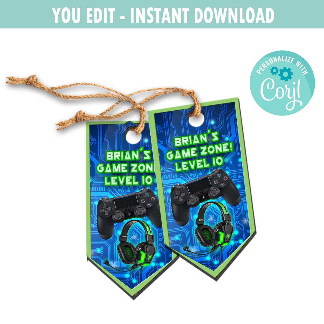 Videogame Favor Tags | Instant Digital Download | Self-editing - Etsy