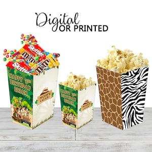 Mickey Mouse Safari Popcorn Box for Birthday Party Candy Snack Favor - Digital and physical Options