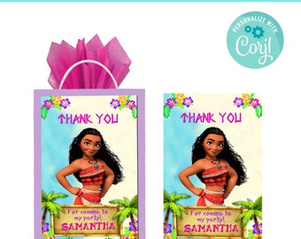 Moana Gift Favor Bag Label | Self-Editing | Instant Download