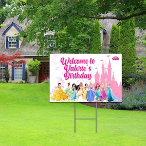 Princesses Yard Sign for Birthday Party Decor  Weatherproof Stake Included