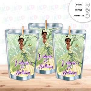 Tiana Juice Pouch Label Sticker or Complete Custom Juice Pouches for Kids Birthday Party Favor Decor