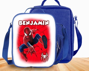 Custom Kids Lunch Bag with Strap  Personalized School Insulated Picnic Box Spiderman Avengers Superhero
