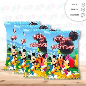 Mickey Mouse Club House Chip Bags Label for Kids Birthday Party Favor Decor, Stickers or Finished Options