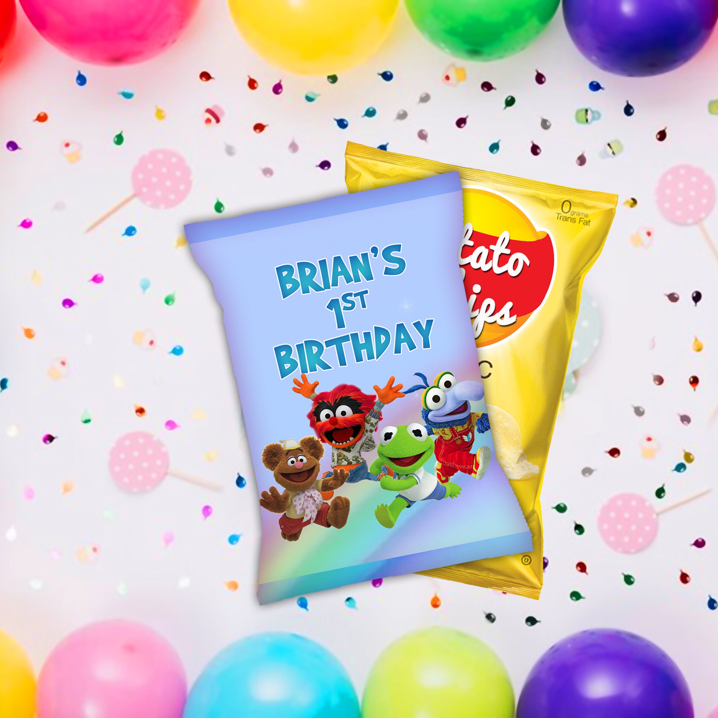 Mupper Chip Muppet Babies Chip Bags Label for Kids Birthday Party Favor Decor ...