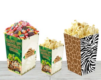 Mickey Mouse Safari Popcorn Box for Birthday Party Candy Snack Favor