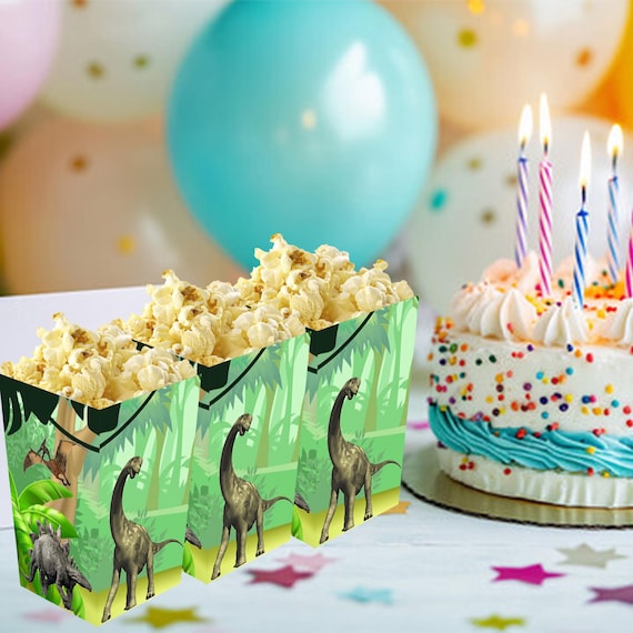 Boîtes à Popcorn Dinosaures - Lot De 12 - Coffret Anniversaire Enfants - Idée Cadeau Fête - Boîtes Jetables Snack