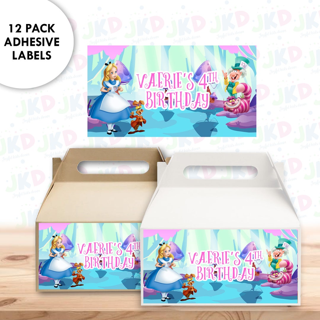 Alice in Wonderland Gable Box Labels | 12-pack Stickers | Size 6x3.25in ...