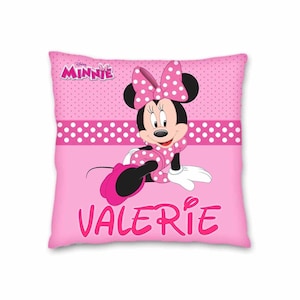 Cuscino Minnie Mouse con nome Cuscino per bambini Decorazione della camera Regalo per Figlio Figlia Nipote Nipote - Inserto da 16 pollici incluso #Rosa