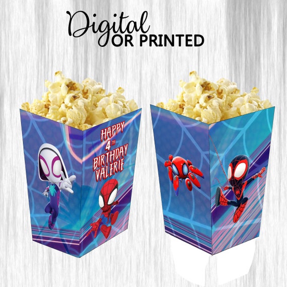 Spidey Popcorn Box for Birthday Party Candy Snack Favor - Digital and physical Options