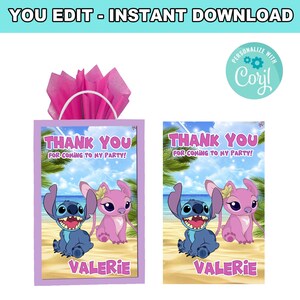 Stitch Gift Favor Bag Label | Self-Editing | Instant Download