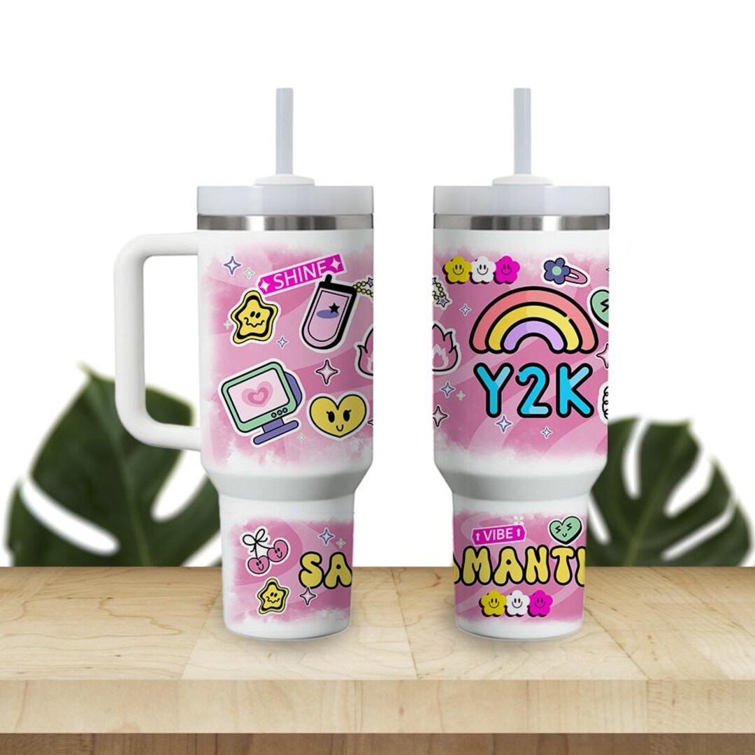 Custom Kids Tumbler 40oz Personalized Name Insulated Bottle Water Y2K ...