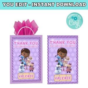 Doc McStuffins Gift Favor Bag Label | Self-Editing | Instant Download