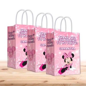 Minnie Mouse Bags with Handles for Kids Gift Favor Birthday Party - 12pack #Pink