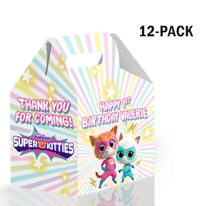 Superkitties Candy Gable Box for Birthday Party Favors 12 Pack - 4.4x4.5in