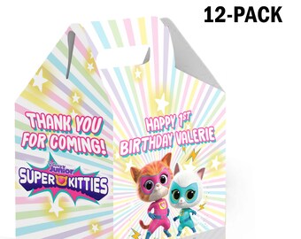 Superkitties Candy Gable Box for Birthday Party Favors 12 Pack - 4.4x4.5in