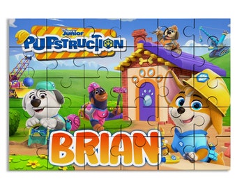 Pupstruction Jigsaw Puzzle with Name - 30pcs | 7.5x9.5in