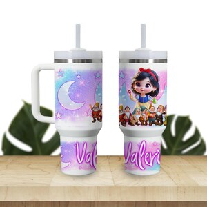 Custom Kids Tumbler 40oz Personalized  Name Insulated Bottle Water Princess Baby Snow White Option 1