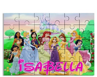 Puzzle avec nom de princesses pour enfants, cadeau anniversaire fils fille | 30 pièces 7,5 x 9,5 pouces