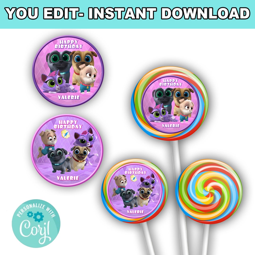 Puppy Dog Pals Round Stickers | Instant Download | Editable With Corjl ...