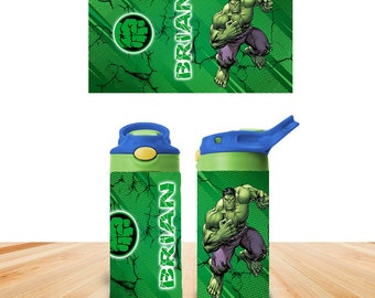 Custom Kids Water Bottle Personalized Toddler Insulated Tumbler 12oz Hulk Avengers Incredible Superhero