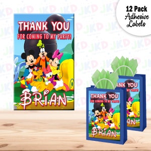 Mickey Mouse Clubhuis Cadeaulabels voor bedankzakjes | 12-pack stickers | Grootte 8x5in