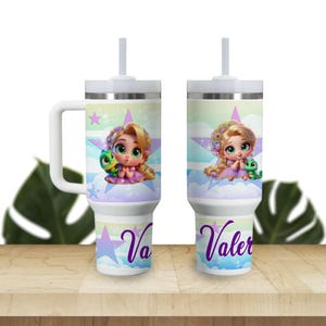 Custom Kids Tumbler 40oz Personalized  Name Insulated Bottle Water Princesses Baby Rapunzel Tangled