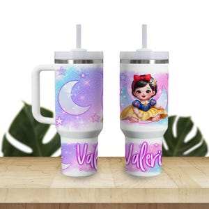 Custom Kids Tumbler 40oz Personalized  Name Insulated Bottle Water Princess Baby Snow White Option 2