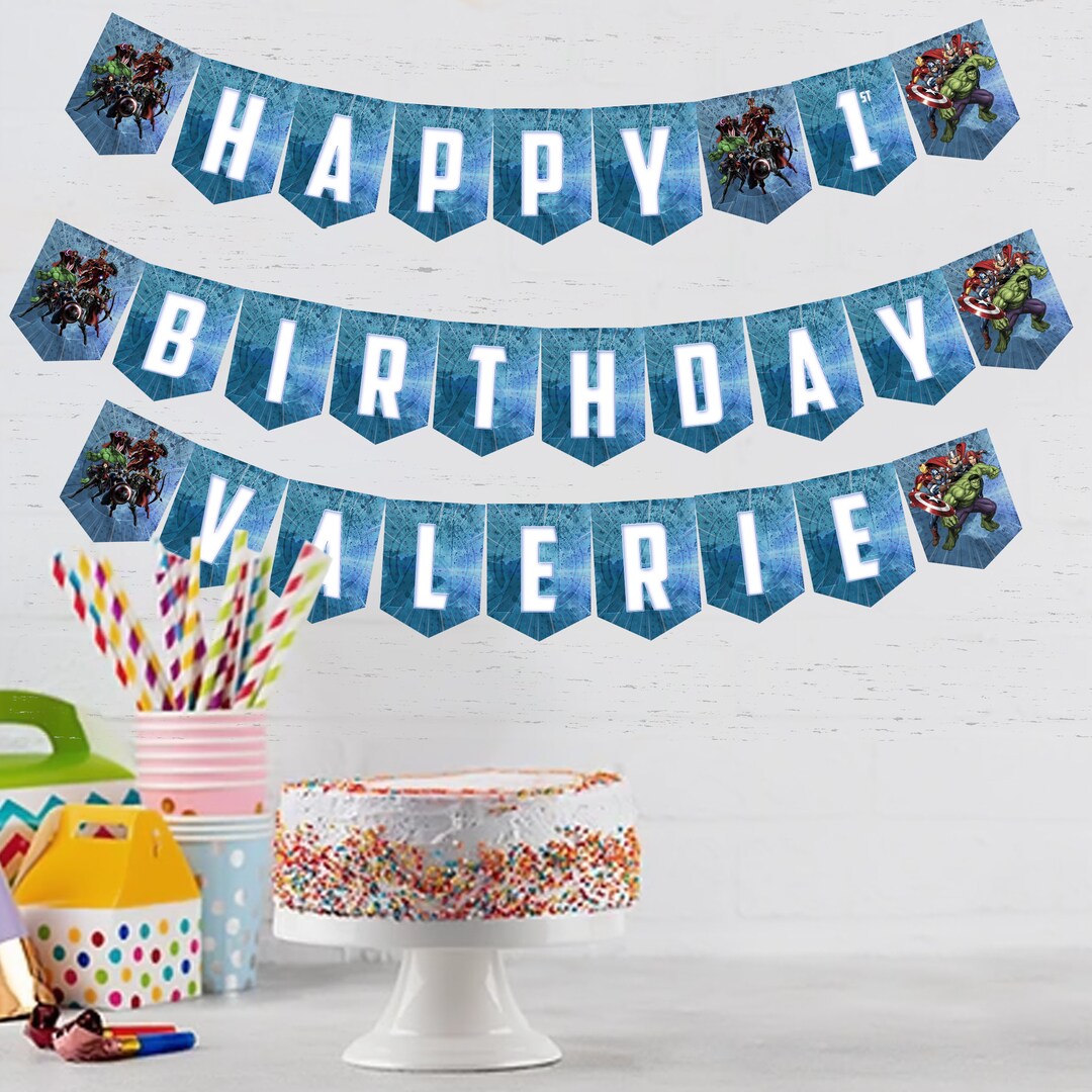 Avengers Birthday Banner for Wall Party Decor Customized With Ribbon ...